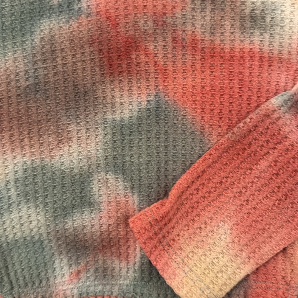 Anthropologie Eri + Ali Peplum Tie Dye Waffle Knit Top - Picture 6 of 7